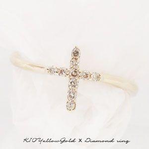 ピンキーリング クロス ダイヤモンド リング 0.07ct ｋ18ゴールド 18金 レディース ジュエリー アクセサリーの画像