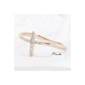 ピンキーリング クロス ダイヤモンド リング 0.07ct ｋ18ゴールド 18金 レディース ジュエリー アクセサリーの画像