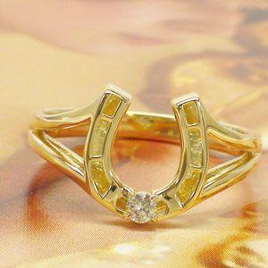 指輪 馬蹄 ホースシュー ダイヤモンド 0.05ct リング k18ゴールド 18金 レディース アクセサリーの画像