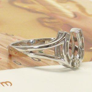 指輪 アミュレット 馬蹄 ホースシュー リング ダイヤモンド 0.05ct リング プラチナ900 pt900 レディース アクセサリーの画像