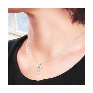 ダイヤモンド クロス ダイヤモンドネックレス 0.2ct 十字架 プラチナ900 pt900 レディース ジュエリー アクセサリーの画像