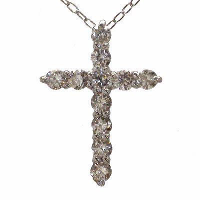 クロス 十字架 ダイヤモンド ネックレス ペンダント 0.2ct プラチナ900 pt900 レディース ジュエリー アクセサリーの画像