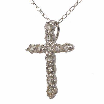 クロス 十字架 ダイヤモンド ネックレス ペンダント 0.2ct プラチナ900 pt900 レディース ジュエリー アクセサリーの画像