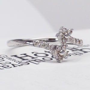 指輪 ダイヤリング プラチナ900 pt900 フラワーモチーフ ダイヤモンド 0.2ct レディース ジュエリー アクセサリーの画像
