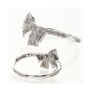指輪 ダイヤモンド 0.2ct リボン k18ゴールド 18金 リング レディース ジュエリー アクセサリーの画像