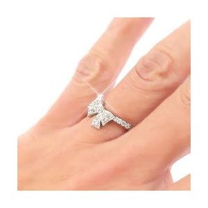 指輪 ダイヤモンド 0.2ct リボン k18ゴールド 18金 リング レディース ジュエリー アクセサリーの画像