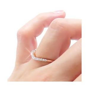 指輪 エタニティリング ダイヤモンド 0.2ct シンプル ダイヤリング 0.2ct V字 k10ゴールド Vライン レディースの画像