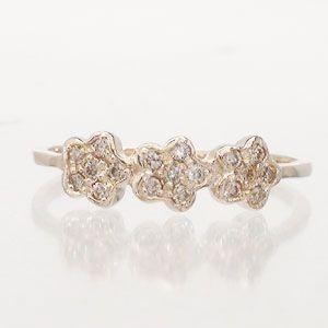 ピンキーリング フラワーダイヤモンド リング 0.12ct 小指 1号〜 k18ゴールド 18金 レディース ジュエリー アクセサリーの画像