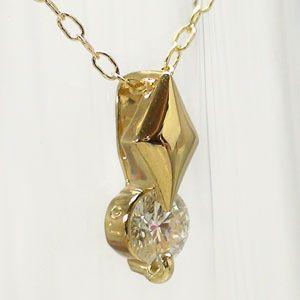 ハートアンドキューピッド 一粒ダイヤモンド ネックレス ペンダント k18ゴールド 18金 レディース アクセサリーの画像