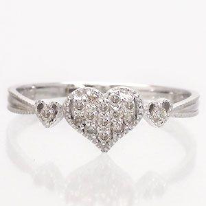 指輪 パヴェ ハート ダイヤモンド リング ダイヤ 0.1ct ミル アンティーク k18ゴールド レディース アクセサリーの画像