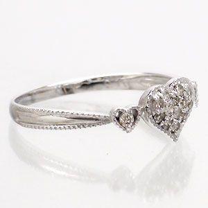 指輪 パヴェ ハート ダイヤモンド リング ダイヤ 0.1ct ミル アンティーク k18ゴールド レディース アクセサリーの画像