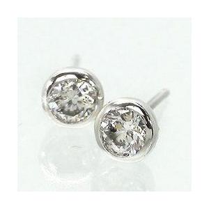 一粒 ダイヤピアス ソリティア ダイヤモンド 0.3ct プラチナ900 pt900 フクリン 伏せ込み シンプル ピアス レディースの画像
