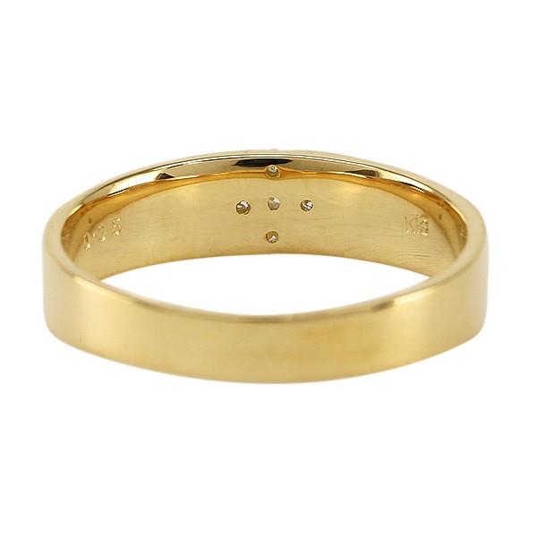 指輪 ピンキーリング クロス 十字架 平打ち k18ゴールド ダイヤモンド 0.04ct レディース ジュエリー アクセサリーの画像