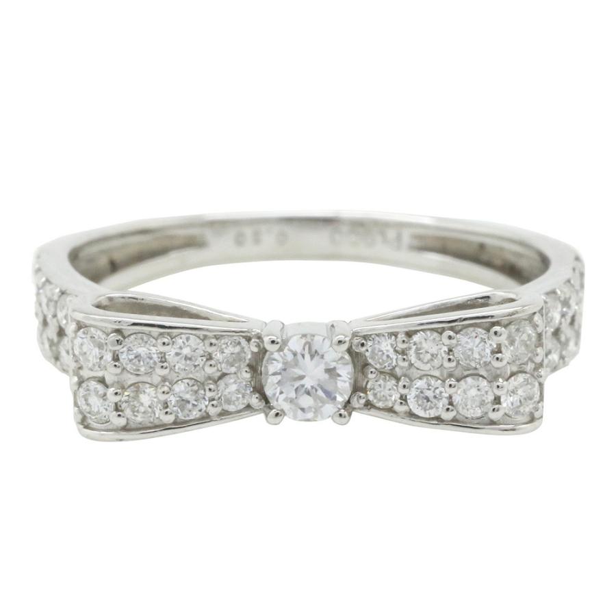 指輪 リボン リング ダイヤモンド リング プラチナ900 pt900 リング ダイヤ 0.5ct レディース ジュエリー アクセサリーの画像