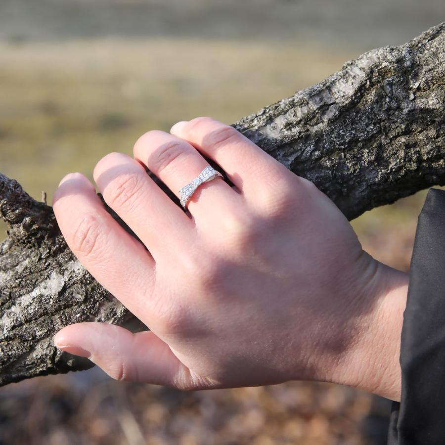 指輪 リボン リング ダイヤモンド リング プラチナ900 pt900 リング ダイヤ 0.5ct レディース ジュエリー アクセサリーの画像