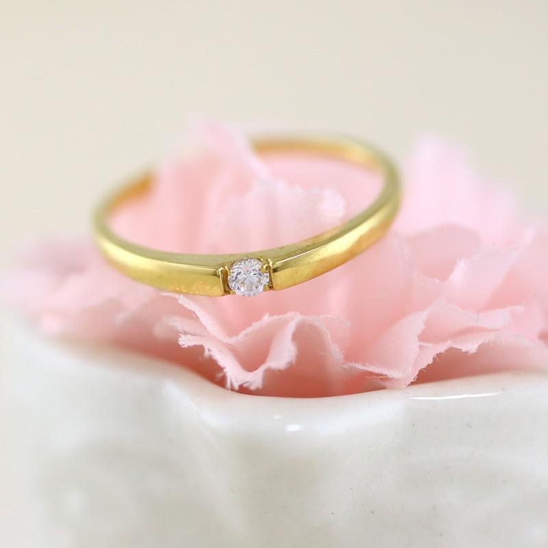 指輪 ダイヤモンド 一粒 ダイヤ リング 0.07ct ピンキーリング 小指 極細 繊細 華奢 18金 シンプル レディースの画像