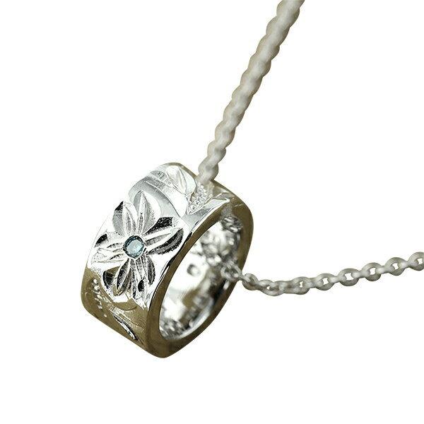 ハワイアンジュエリー ネックレス ペンダント ブルーダイヤモンド シルバー925 sv925 シンプル メンズ レディース ジュエリー アクセサリーの画像