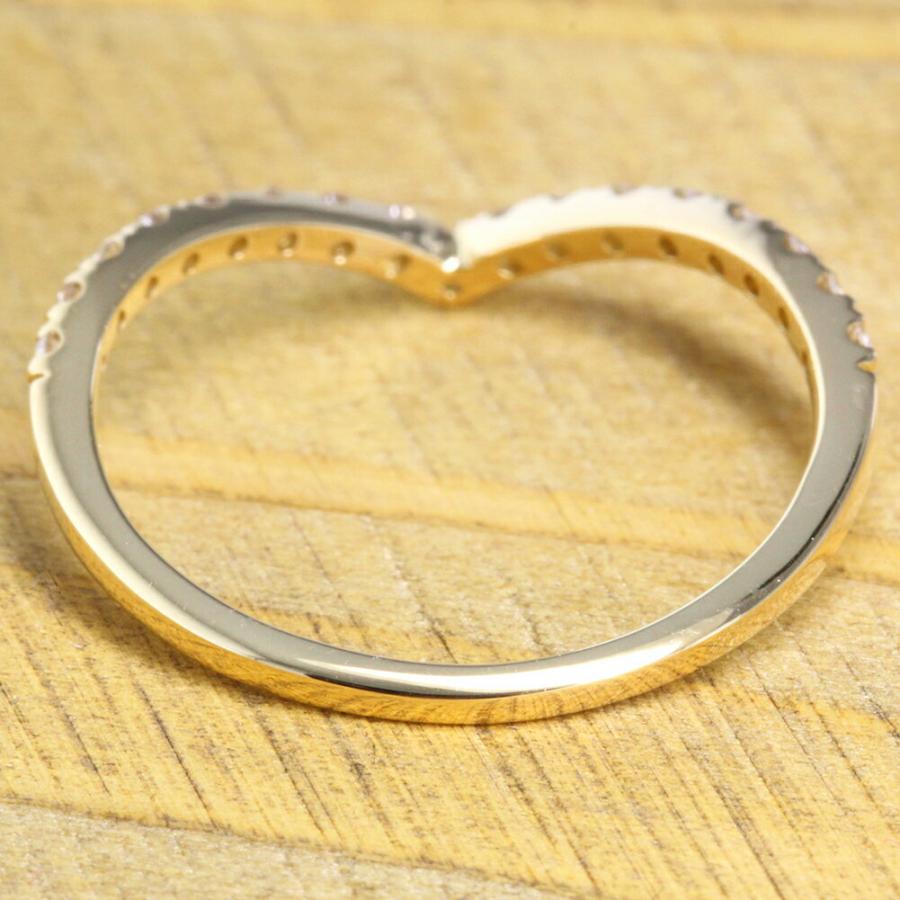 指輪 ダイヤモンド V字 Vライン リング 0.15ct k18 18金 ホワイトゴールド イエローゴールド ピンクゴールド ハーフエタニティリング 無垢の画像