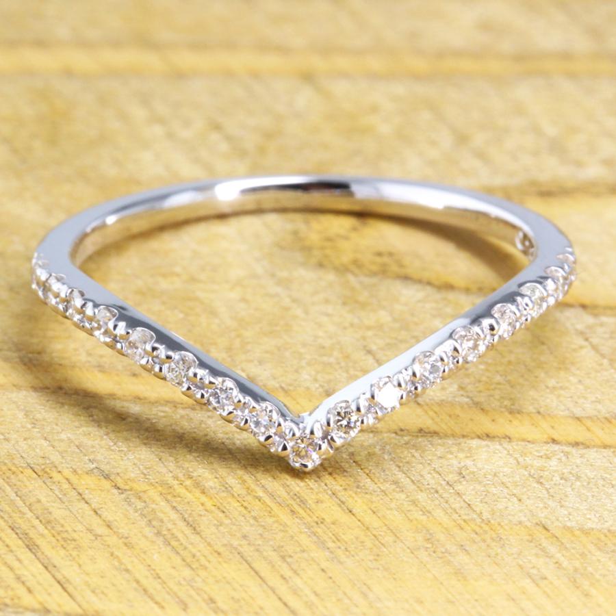 指輪 ダイヤモンド V字 Vライン リング 0.15ct pt900 プラチナ900