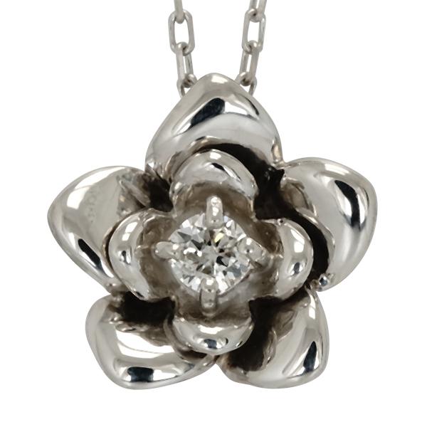 ダイヤモンド フラワー ネックレス ローズ バラ 0.05ct 18金 18k k18 イエローゴールド ピンクゴールド ホワイトゴールド ペンダントの画像