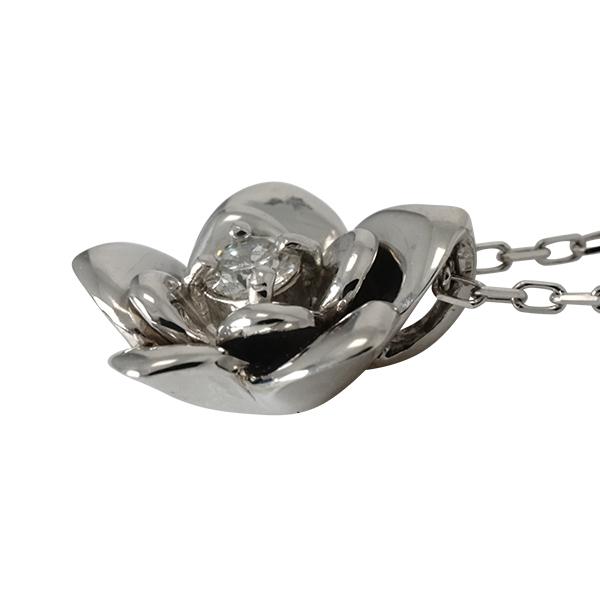 ダイヤモンド フラワー ネックレス ローズ バラ 0.05ct 18金 18k k18 イエローゴールド ピンクゴールド ホワイトゴールド ペンダントの画像