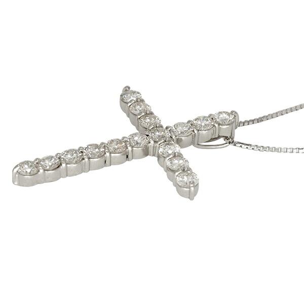 クロス 十字架 ネックレス ペンダント ダイヤモンド 1.50ct SIクラス pt900 プラチナ チェーン 品質保証書 女性 レディース ジュエリー_1
