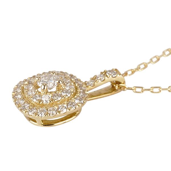 ネックレス ダイヤモンド 2重取り巻き 0.28ct 18金 k18 18k イエローゴールド ピンクゴールド ホワイトゴールドの画像