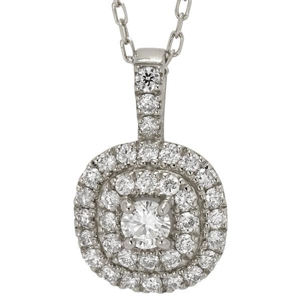 ネックレス ダイヤモンド 2重取り巻き 0.28ct プラチナ900 PT900 プラチナ ペンダント チェーン 品質保証書 女性 レディース ジュエリーの画像