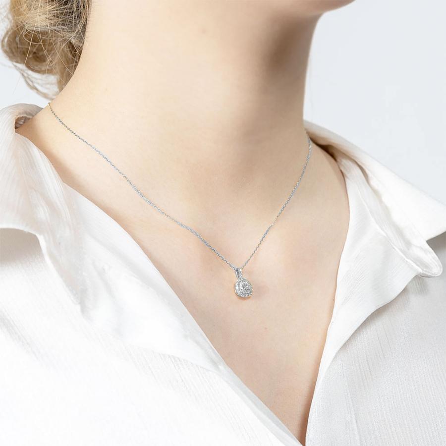 ネックレス ダイヤモンド 2重取り巻き 0.28ct プラチナ900 PT900 プラチナ ペンダント チェーン 品質保証書 女性 レディース ジュエリーの画像