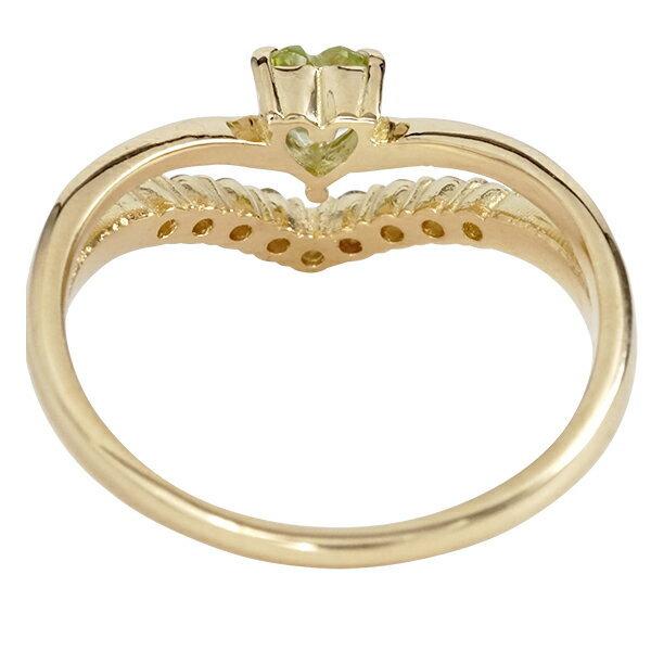 指輪 リング 選べる天然石 ダイヤモンド 0.16ct ハートリング 18金 18k k18の画像