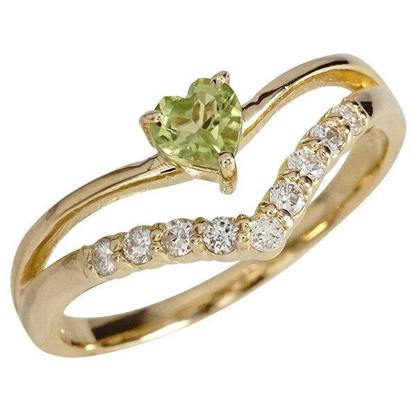 指輪 リング 選べる天然石 ダイヤモンド 0.16ct ハートリング 18金 18k k18の画像