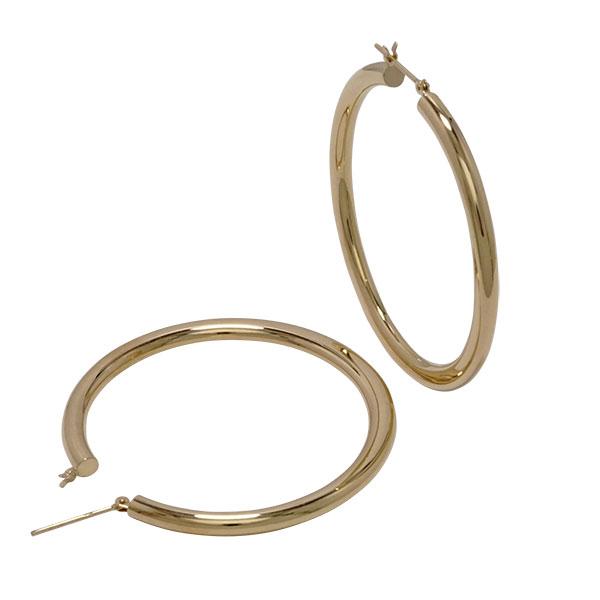 K18 ＹＳ−3 3.5ｍｍ×40ｍｍ ピアス 18金 18k イエローゴールド フープピアス パイプピアス 輪 大 品質保証書 女性 レディースの画像