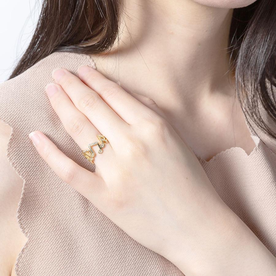 K18 指輪 ダイヤモンド ダイヤ 0.3カラット 18金 イエローゴールド ピンクゴールド ホワイトゴールド 18k 音符 婚約指輪 ring 刻印の画像