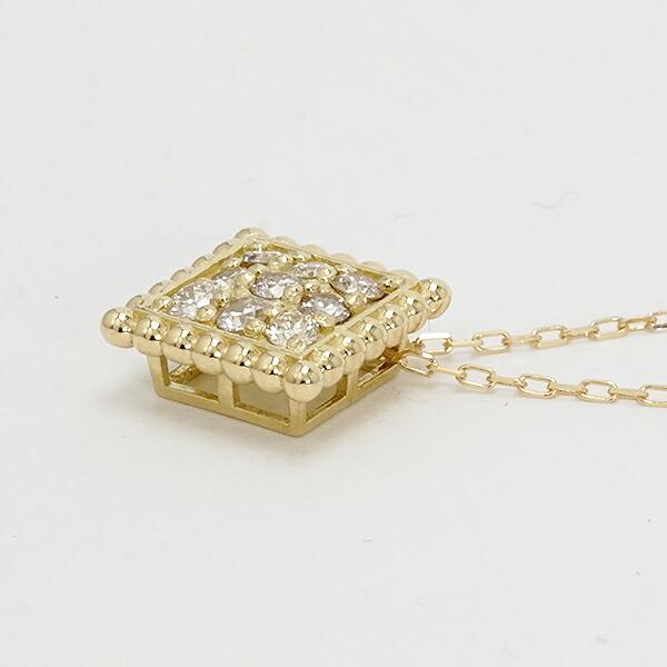 K18 ネックレス ダイヤモンド スクエア 四角 ペンダント 18金 イエローゴールド ピンクゴールド ホワイトゴールド 18k チェーン 品質保証書の画像