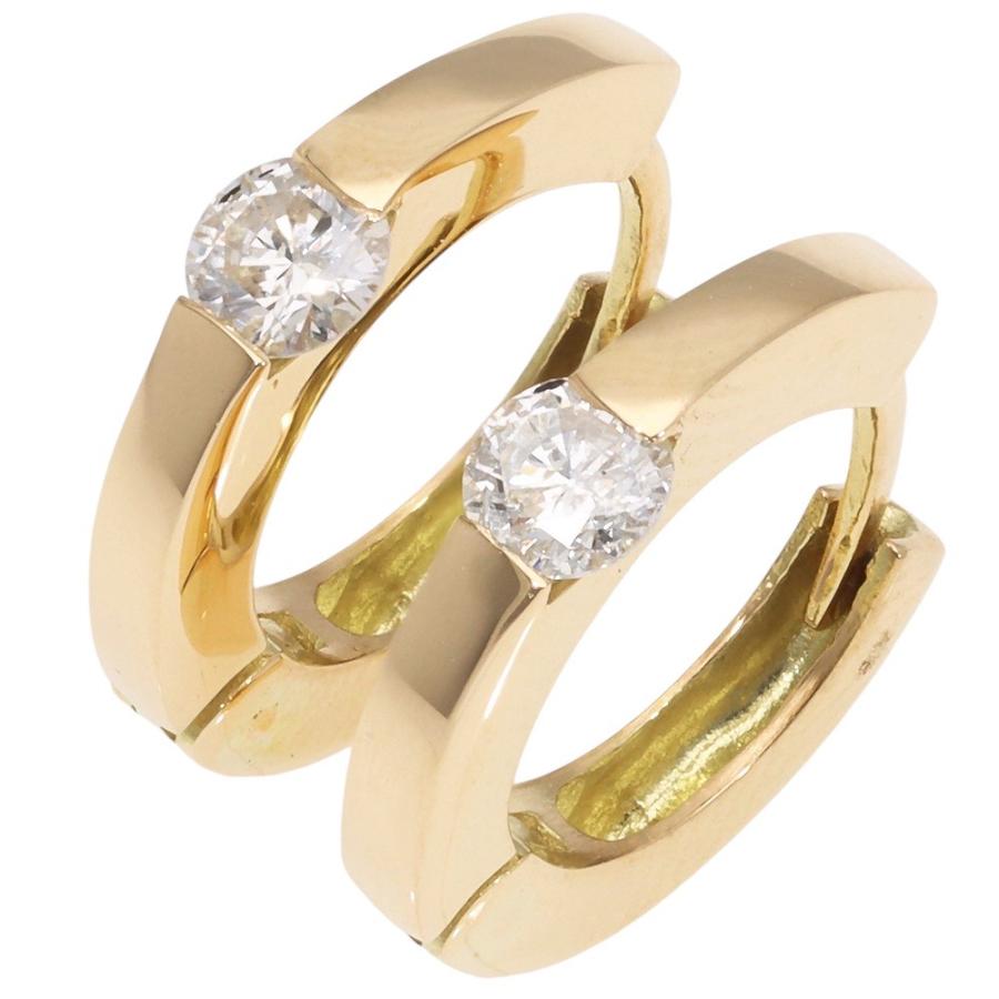 ピアス フープピアス ダイヤモンド ダイヤ 一粒 0.20ct 中折れピアス 18金 k18 18kの画像