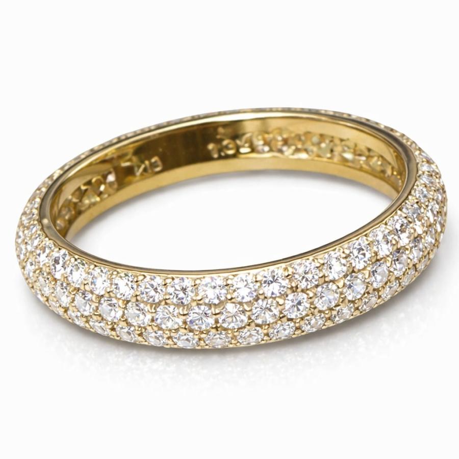 パヴェセッティング k18イエローゴールドリング1.30ct 18金 ダイヤモンド 1.30ct パヴェ リング フルエタニティリング 指輪
