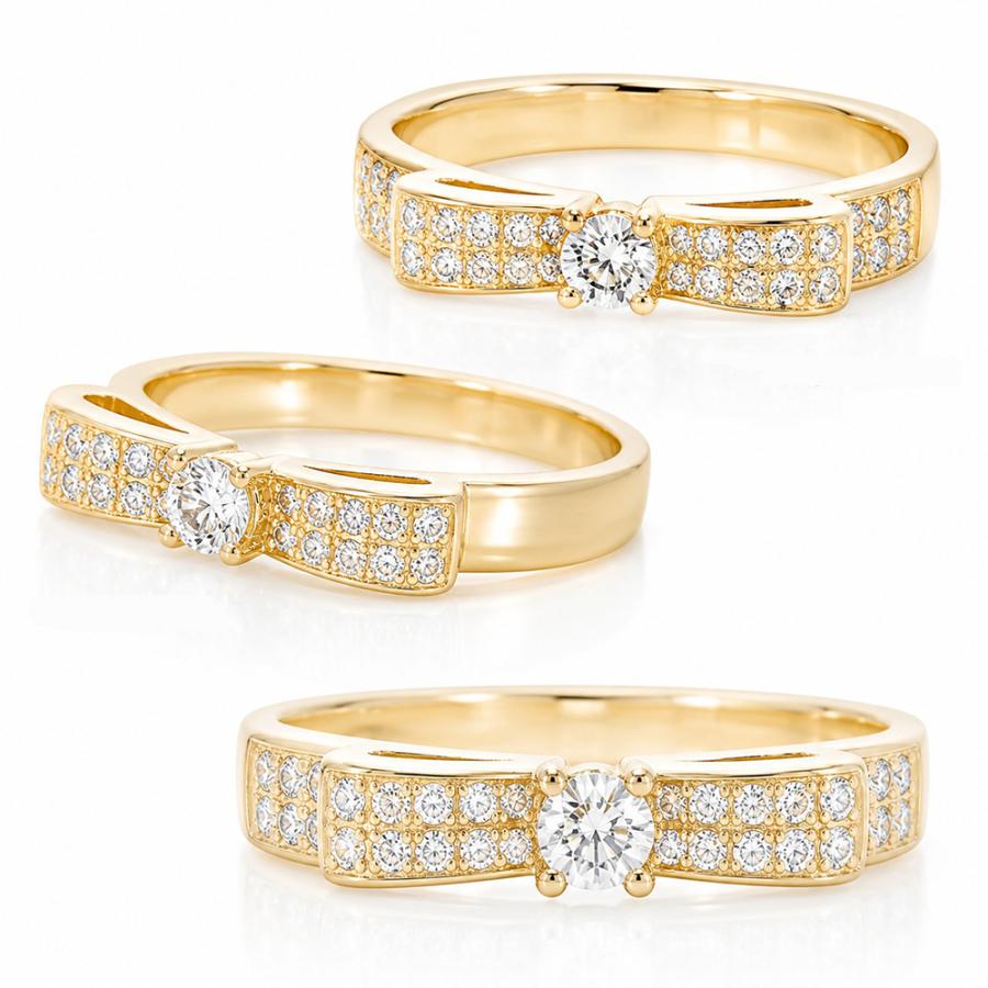 指輪 リボン リング ダイヤモンド リング ダイヤ 0.3ct k18ゴールド 18金 レディース ジュエリー アクセサリーの画像