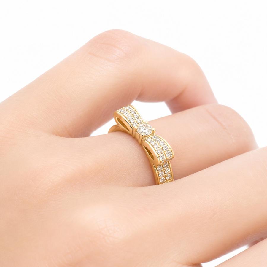 指輪 リボン リング ダイヤモンド リング ダイヤ 0.3ct k18ゴールド 18金 レディース ジュエリー アクセサリーの画像