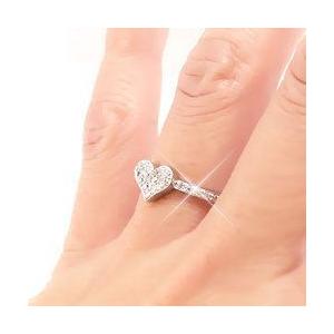 指輪 パヴェ ダイヤモンド リング ハート ダイヤ 0.2ct k18ゴールド 18金 レディース ジュエリー アクセサリーの画像