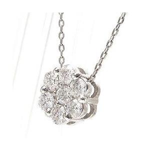 ダイヤモンド フラワー ネックレス ペンダント プラチナ900 pt900 0.3ct セブンスター レディース ジュエリー アクセサリーの画像