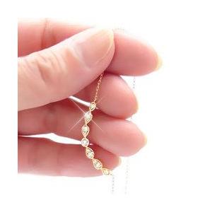 ダイヤモンド ネックレス ペンダント ダイヤ 0.3ct マーキス ミル打ち k18ゴールド 18金 レディース アクセサリーの画像