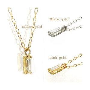 ダイヤモンドネックレス 一粒 ネックレス ダイヤ 0.06ct バケットカット ステップカット k18ゴールド 18金 レディースの画像