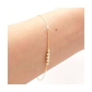 ダイヤモンド ステーションブレスレット ダイヤ 0.1ct 18cm k10 