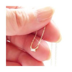 一粒ダイヤモンド ネックレス ダイヤ 0.06ct バケットカット 18金 k18ゴールド ペンダント レディース アクセサリーの画像
