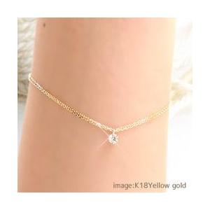 18金 ダイヤモンド ブレスレット ダイヤ 0.1ct 一粒 ソリティア ひとつぶ k18ゴールド レディース アクセサリーの画像