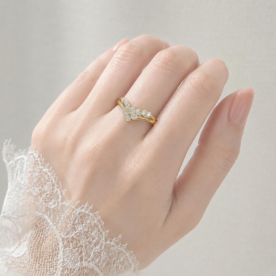 指輪 ダイヤモンド リング k18ゴールド ダイヤ 0.3ct テンダイヤモンド フラワー 18金 レディース アクセサリーの画像