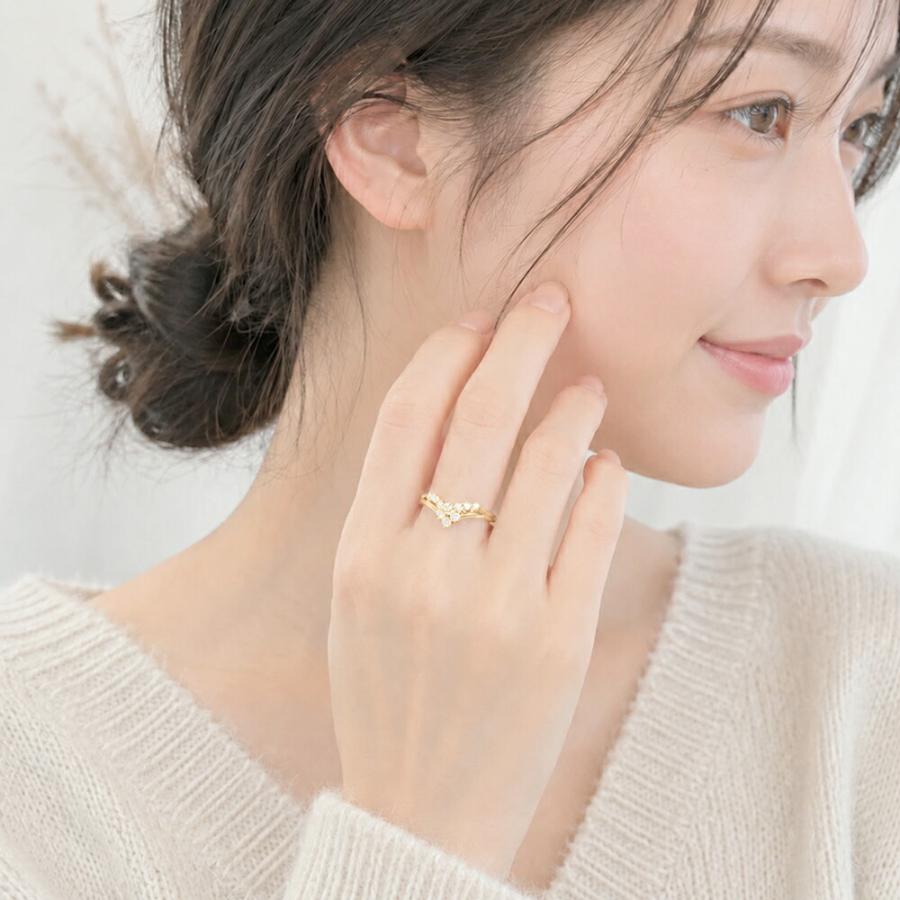 指輪 ダイヤモンド リング k18ゴールド ダイヤ 0.3ct テンダイヤモンド フラワー 18金 レディース アクセサリーの画像