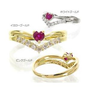指輪 ダイヤモンド リング ルビー ハート ダイヤ 0.16ct k18ゴールド 18金 レディース ジュエリー アクセサリーの画像
