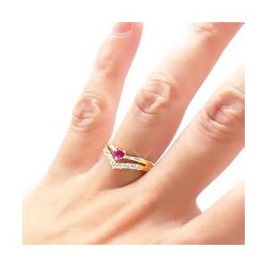 指輪 ダイヤモンド リング ルビー ハート ダイヤ 0.16ct k18ゴールド 18金 レディース ジュエリー アクセサリーの画像