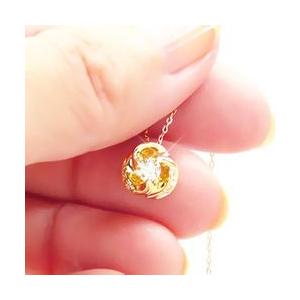 ダイヤモンド フラワー ネックレス 0.2ct 花 ペンダント k18ゴールド 18金 レディース ジュエリー アクセサリーの画像
